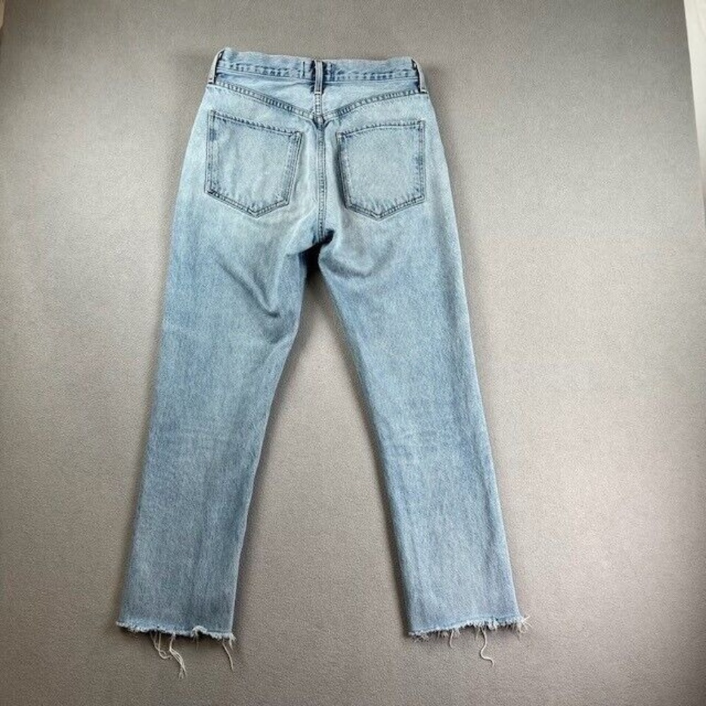 Agolde Jeans Womens 27 Blue Riley High Rise Straight Crop Frayed Hem Streetwear - Picture 2 of 13